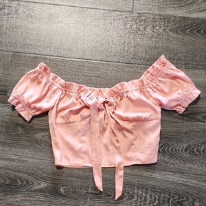 💋 Nasty Gal satin bodice Off the Shoulder crop Top 💋